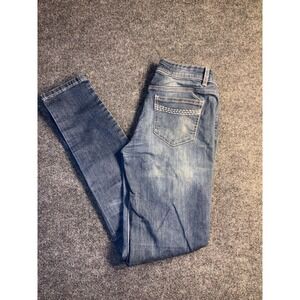 Culture Jeans Women's Size 7 Blue Denim Wiskered Skinny Leg 5 Pockets Design